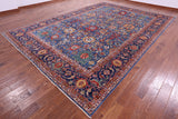 Blue Persian Fine Serapi Hand Knotted Wool Rug - 9' 11" X 14' 1" - Golden Nile