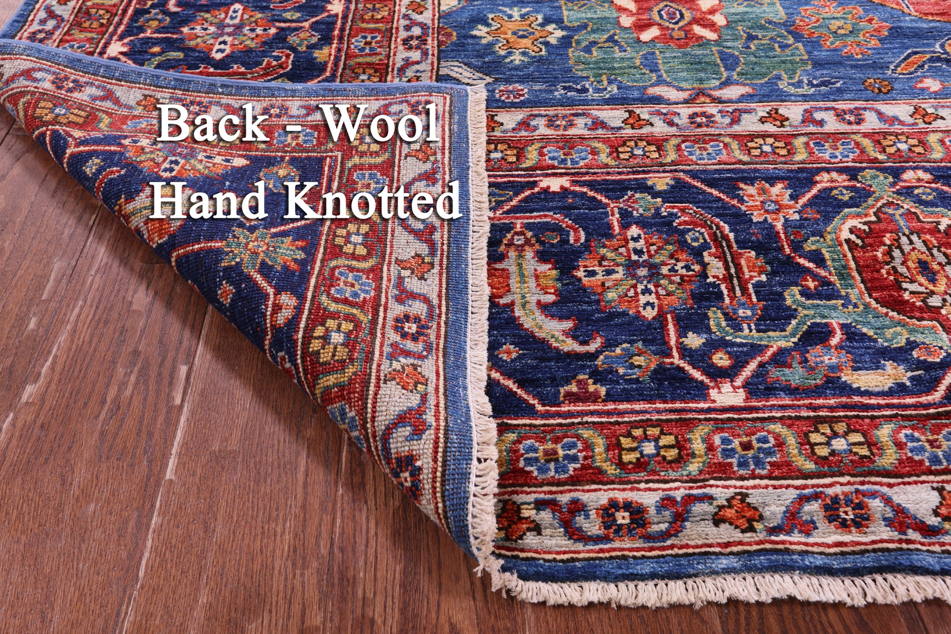Blue Persian Fine Serapi Hand Knotted Wool Rug - 9' 11" X 14' 1" - Golden Nile