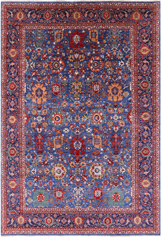 Blue Persian Fine Serapi Hand Knotted Wool Rug - 9' 11