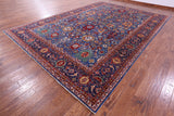 Blue Persian Fine Serapi Hand Knotted Wool Rug - 9' 11" X 14' 4" - Golden Nile