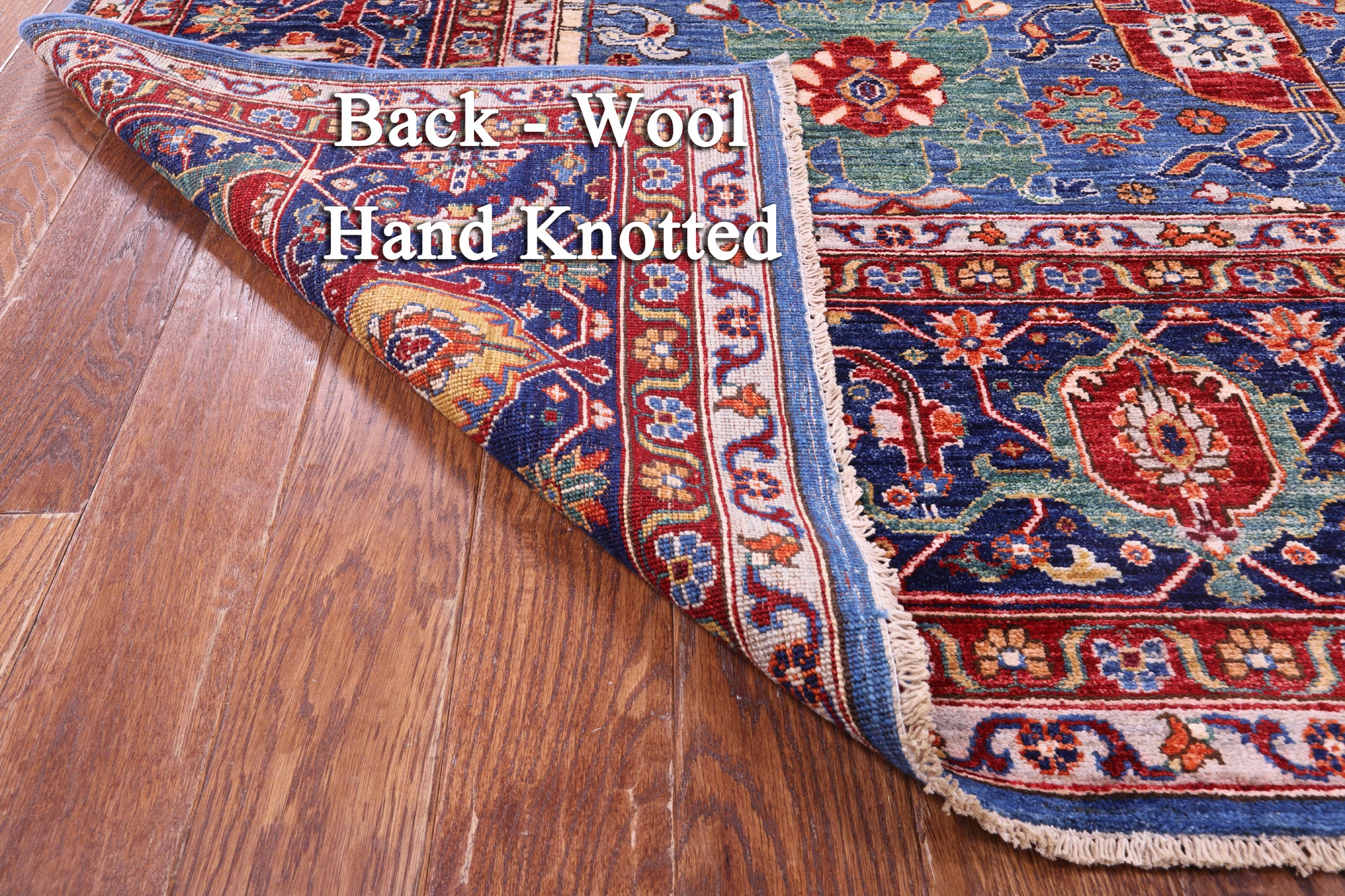 Blue Persian Fine Serapi Hand Knotted Wool Rug - 9' 11" X 14' 4" - Golden Nile