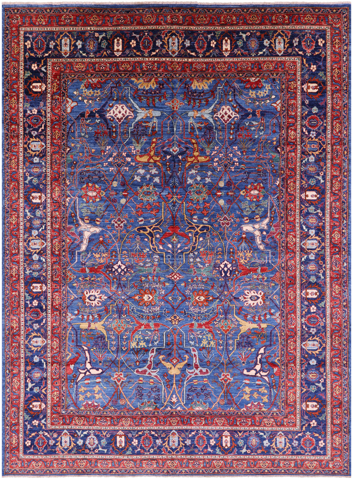 Blue Persian Fine Serapi Handmade Wool Rug - 9' 9" X 13' 4" - Golden Nile