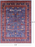 Blue Persian Fine Serapi Handmade Wool Rug - 9' 9" X 13' 4" - Golden Nile