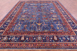 Blue Persian Fine Serapi Handmade Wool Rug - 9' 9" X 13' 4" - Golden Nile