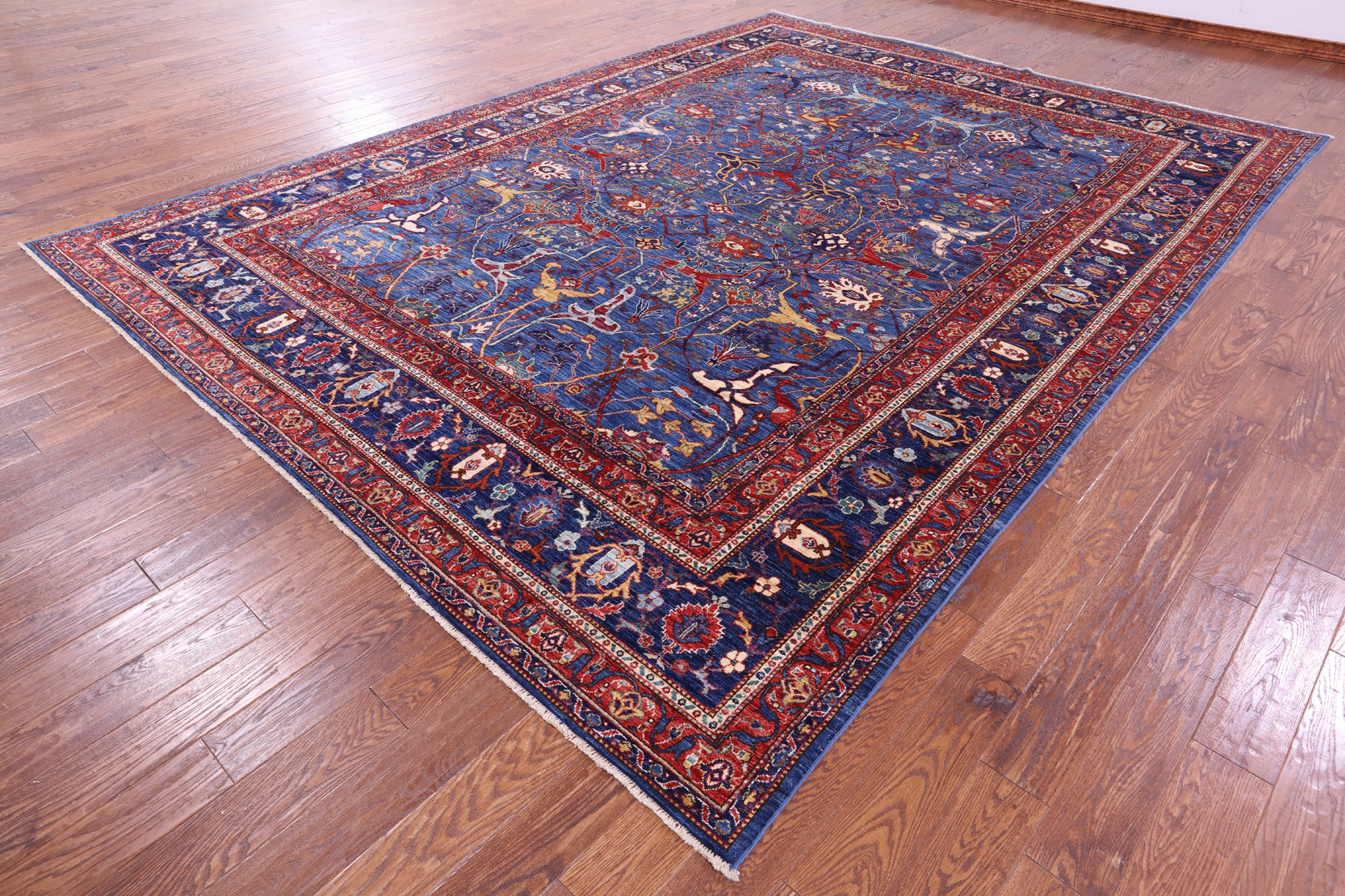 Blue Persian Fine Serapi Handmade Wool Rug - 9' 9" X 13' 4" - Golden Nile