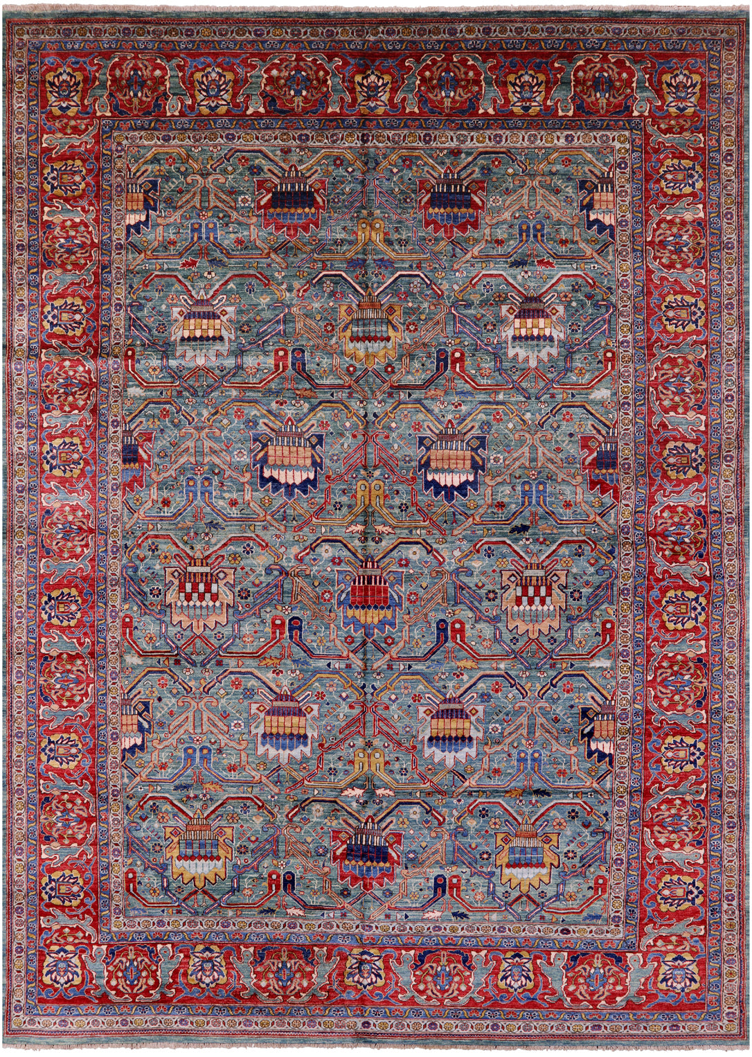 Persian Fine Serapi Hand Knotted Wool Rug - 9' 9" X 13' 6" - Golden Nile