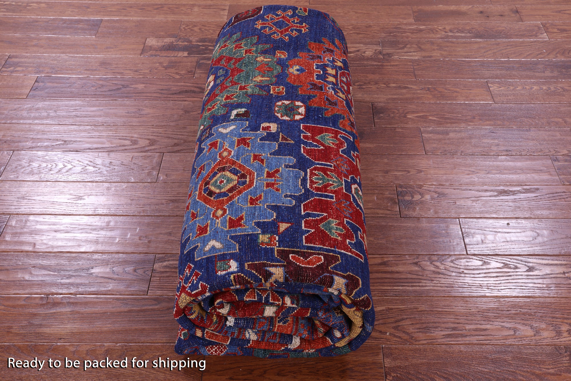 Blue Persian Fine Serapi Hand Knotted Wool Rug - 9' 7" X 13' 9" - Golden Nile