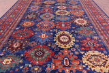 Blue Persian Fine Serapi Hand Knotted Wool Rug - 9' 7" X 13' 9" - Golden Nile