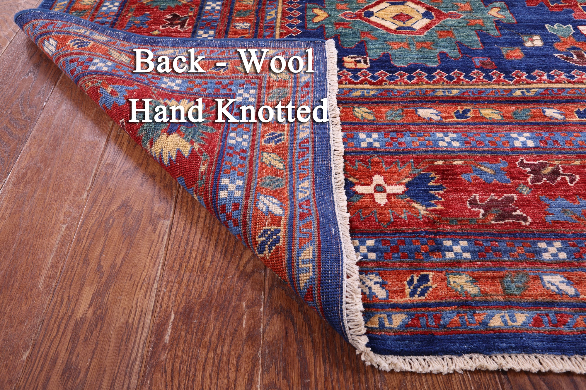 Blue Persian Fine Serapi Hand Knotted Wool Rug - 9' 7" X 13' 9" - Golden Nile