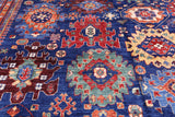 Blue Persian Fine Serapi Hand Knotted Wool Rug - 9' 7" X 13' 9" - Golden Nile