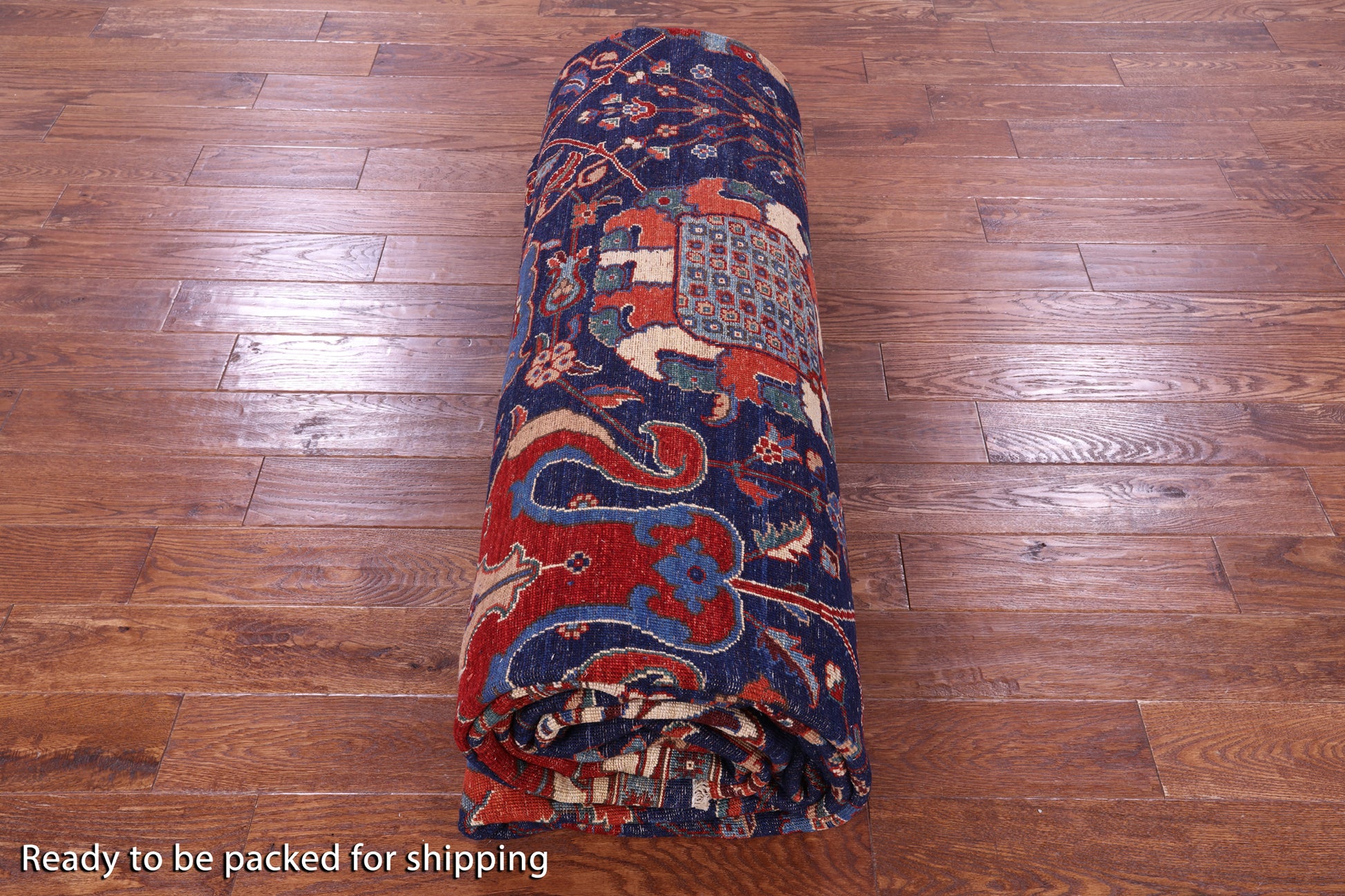 Blue Persian Fine Serapi Handmade Wool Rug - 11' 9" X 16' 8" - Golden Nile