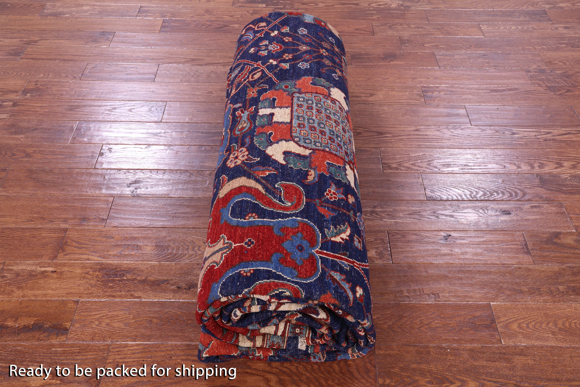 Blue Persian Fine Serapi Handmade Wool Rug - 11' 9" X 16' 8" - Golden Nile
