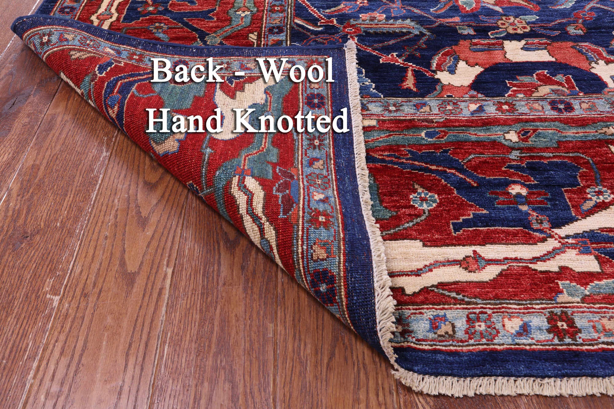 Blue Persian Fine Serapi Handmade Wool Rug - 11' 9" X 16' 8" - Golden Nile