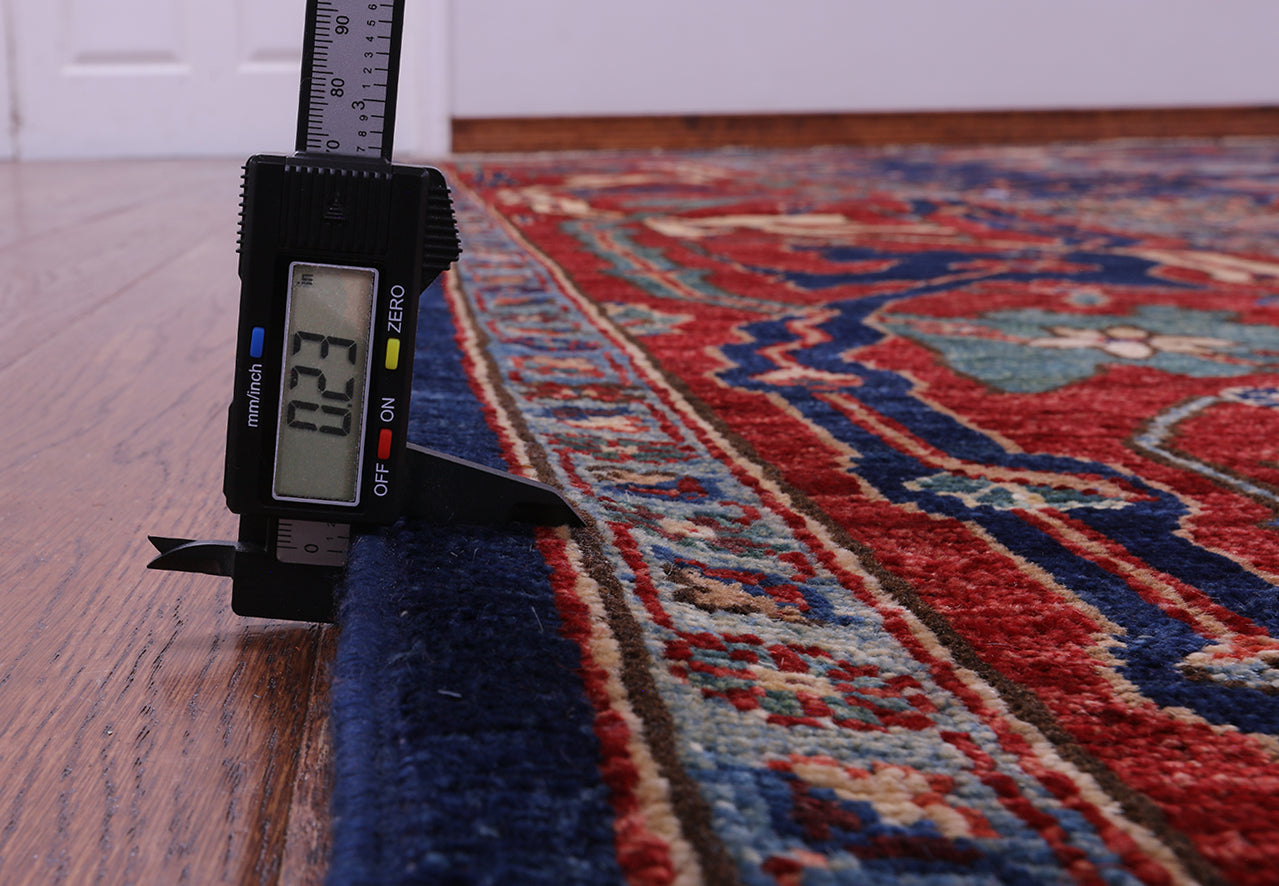 Blue Persian Fine Serapi Handmade Wool Rug - 11' 9" X 16' 8" - Golden Nile