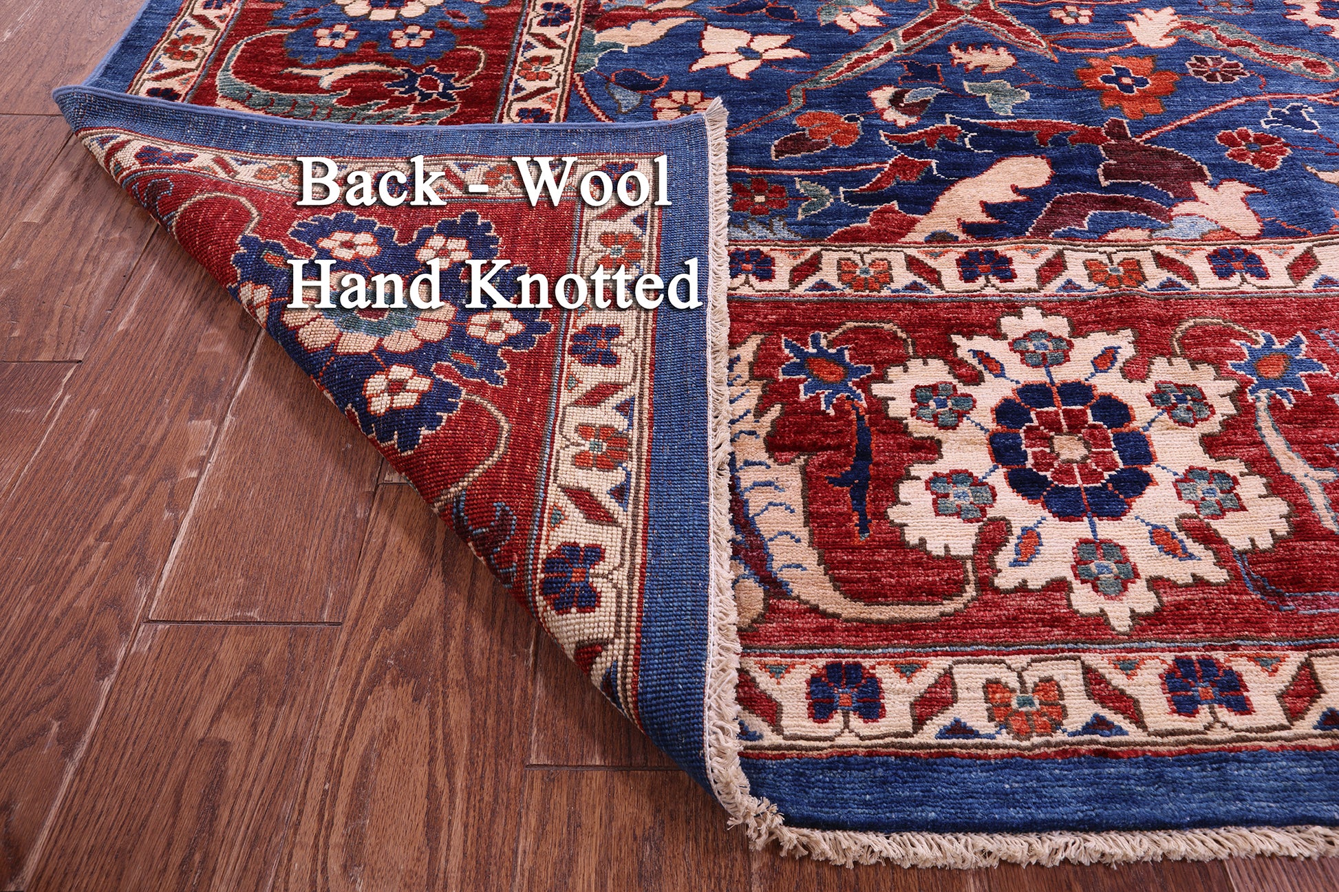 Blue Persian Fine Serapi Handmade Wool Rug - 9' 11" X 13' 11" - Golden Nile