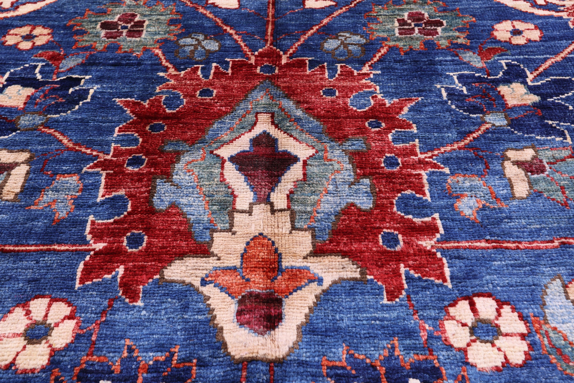Blue Persian Fine Serapi Handmade Wool Rug - 9' 11" X 13' 11" - Golden Nile