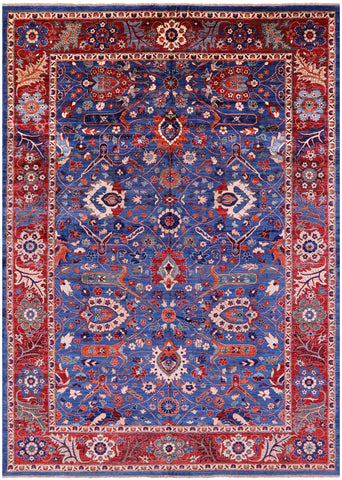 Blue Persian Fine Serapi Handmade Wool Rug - 9' 11