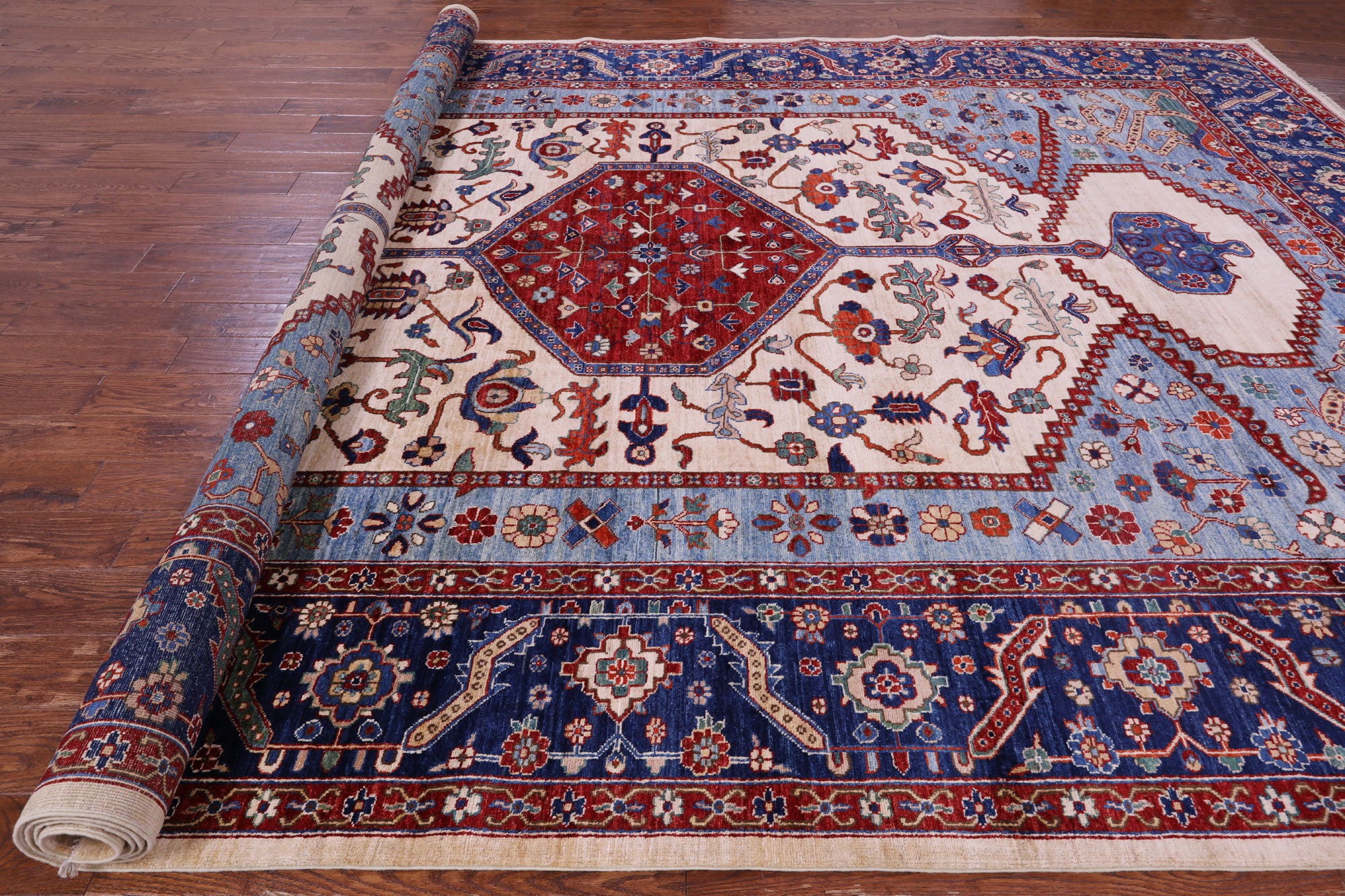 Persian Fine Serapi Handmade Wool Rug - 9' 7" X 13' 6" - Golden Nile