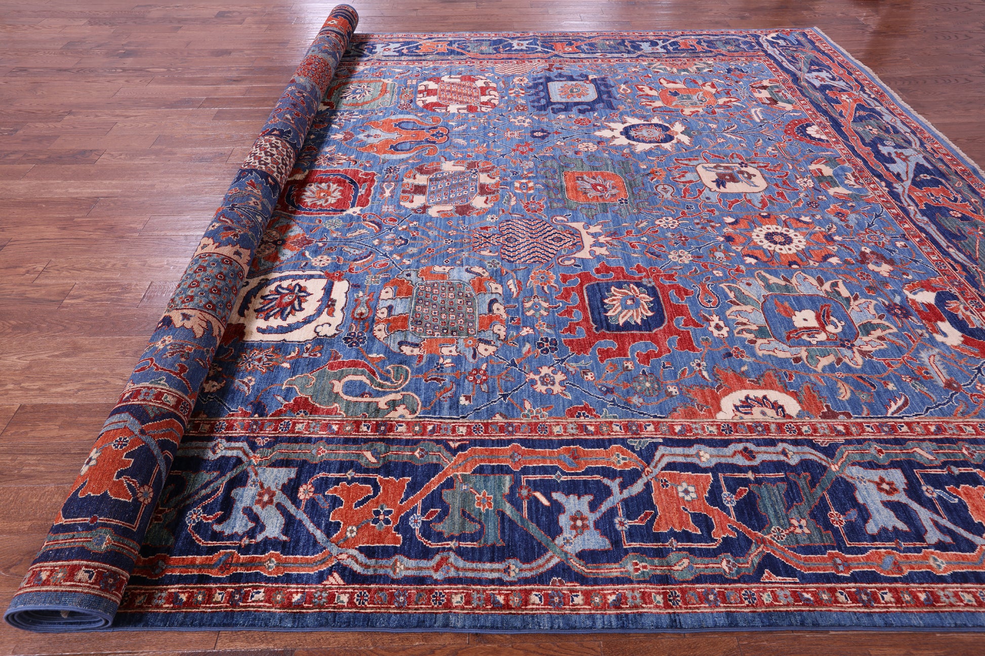 Persian Fine Serapi Hand Knotted Wool Rug - 11' 0" X 16' 9" - Golden Nile