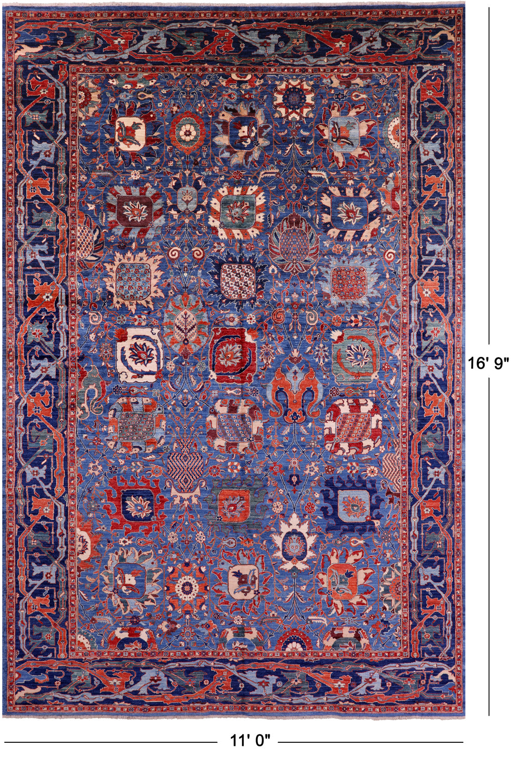 Persian Fine Serapi Hand Knotted Wool Rug - 11' 0" X 16' 9" - Golden Nile