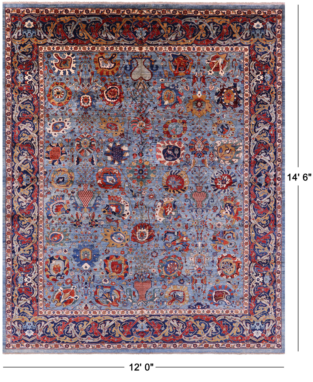 Persian Fine Serapi Handmade Wool Rug - 12' 0" X 14' 6" - Golden Nile