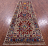 Persian Fine Serapi Hand Knotted Wool Runner Rug - 4' 0" X 12' 9" - Golden Nile