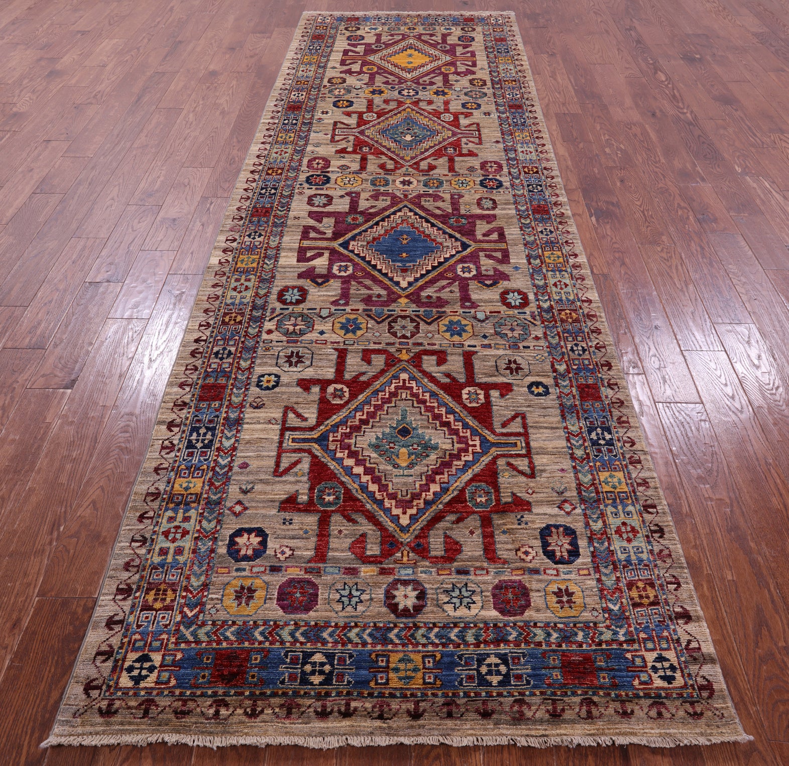 Persian Fine Serapi Hand Knotted Wool Runner Rug - 4' 0" X 12' 9" - Golden Nile