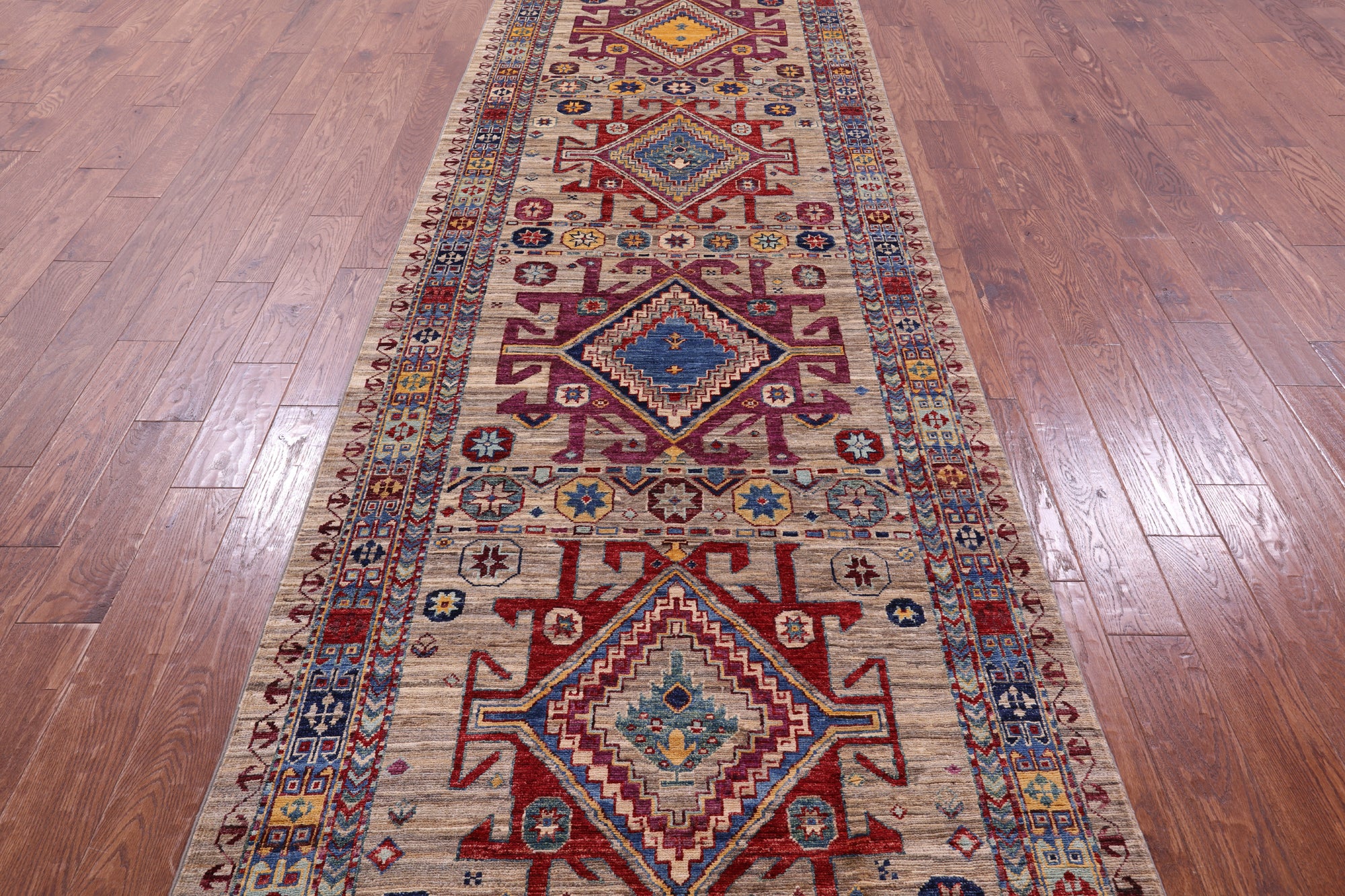 Persian Fine Serapi Hand Knotted Wool Runner Rug - 4' 0" X 12' 9" - Golden Nile
