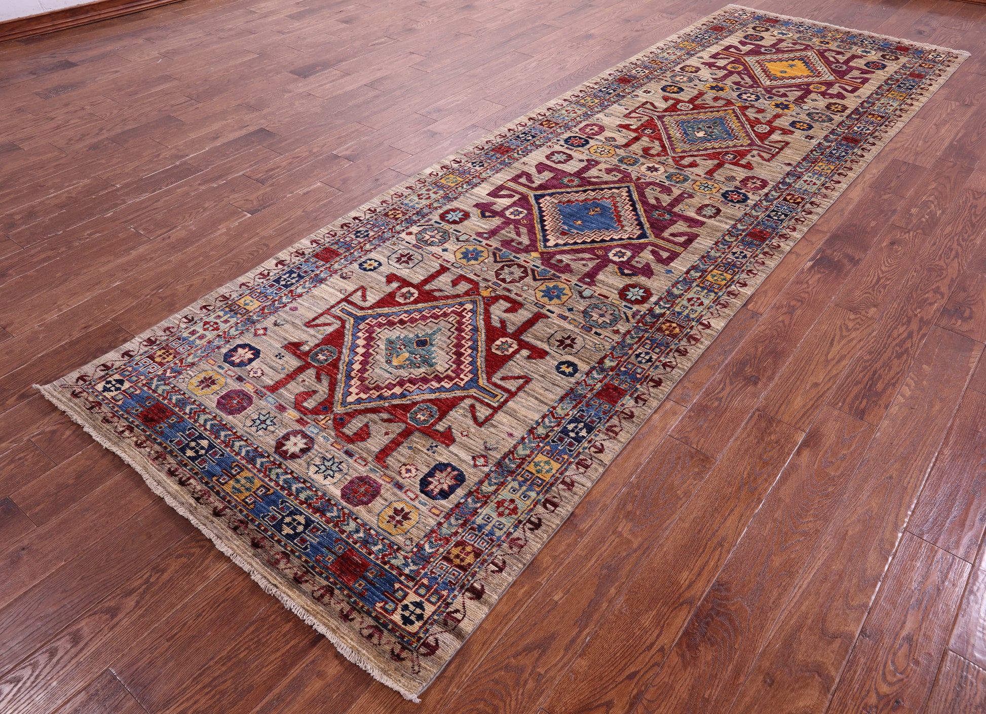 Persian Fine Serapi Hand Knotted Wool Runner Rug - 4' 0" X 12' 9" - Golden Nile