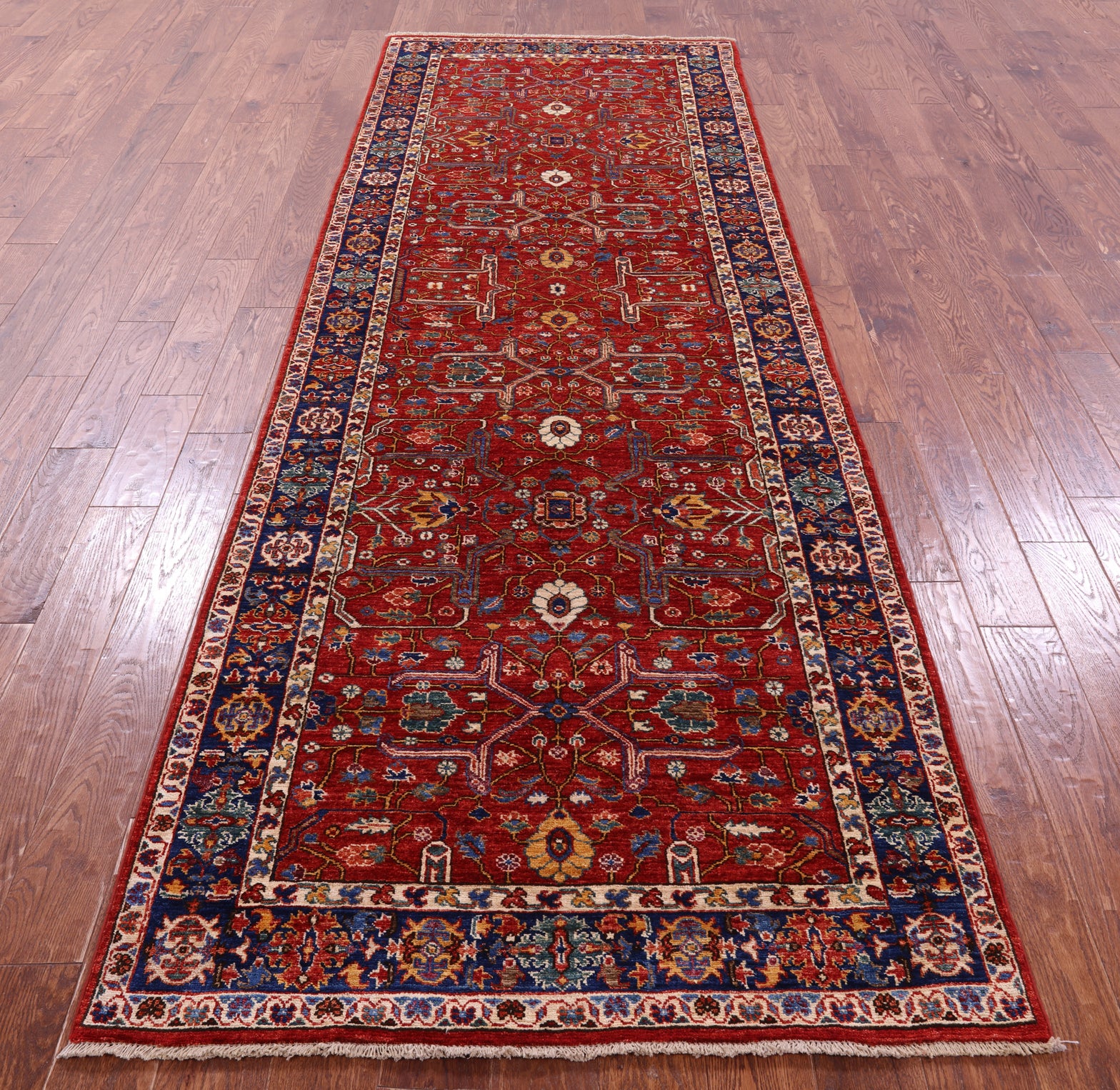 Persian Fine Serapi Handmade Wool Runner Rug - 3' 10" X 11' 3" - Golden Nile