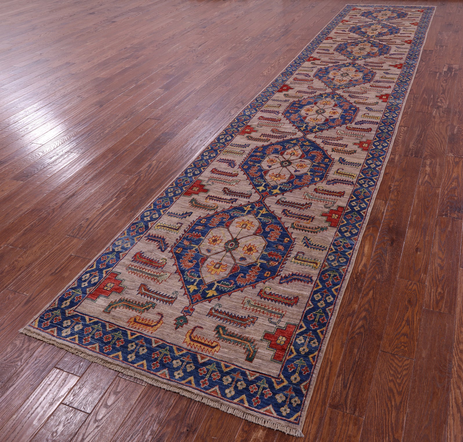 Persian Fine Serapi Hand Knotted Wool Runner Rug - 3' 9" X 17' 0" - Golden Nile