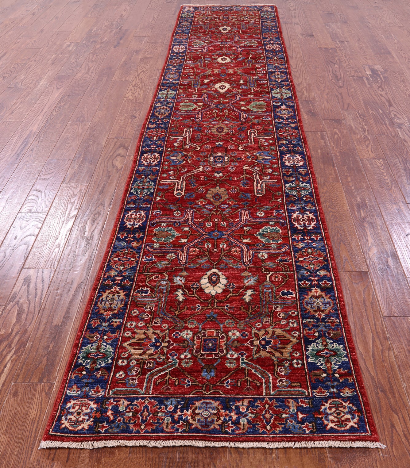 Persian Fine Serapi Handmade Wool Runner Rug - 2' 10" X 13' 5" - Golden Nile