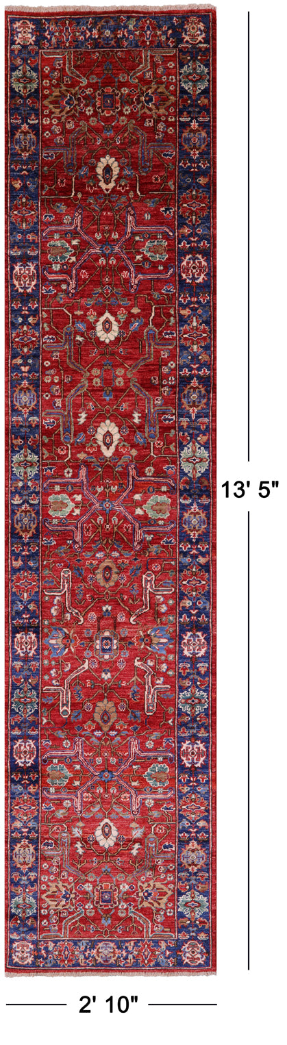 Persian Fine Serapi Handmade Wool Runner Rug - 2' 10" X 13' 5" - Golden Nile