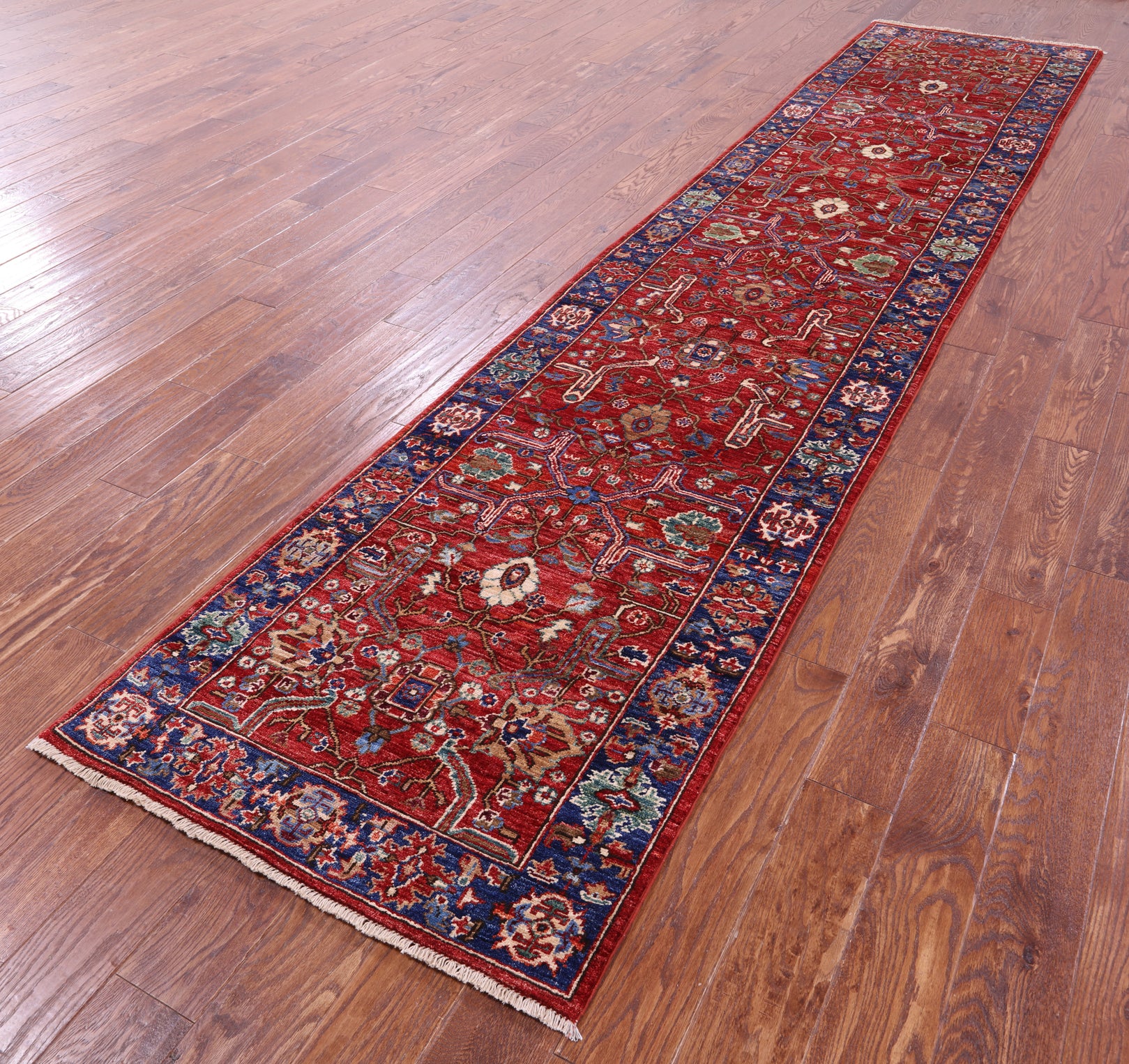 Persian Fine Serapi Handmade Wool Runner Rug - 2' 10" X 13' 5" - Golden Nile