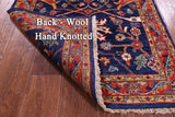 Blue Persian Fine Serapi Hand Knotted Wool Runner Rug - 2' 8" X 12' 10" - Golden Nile