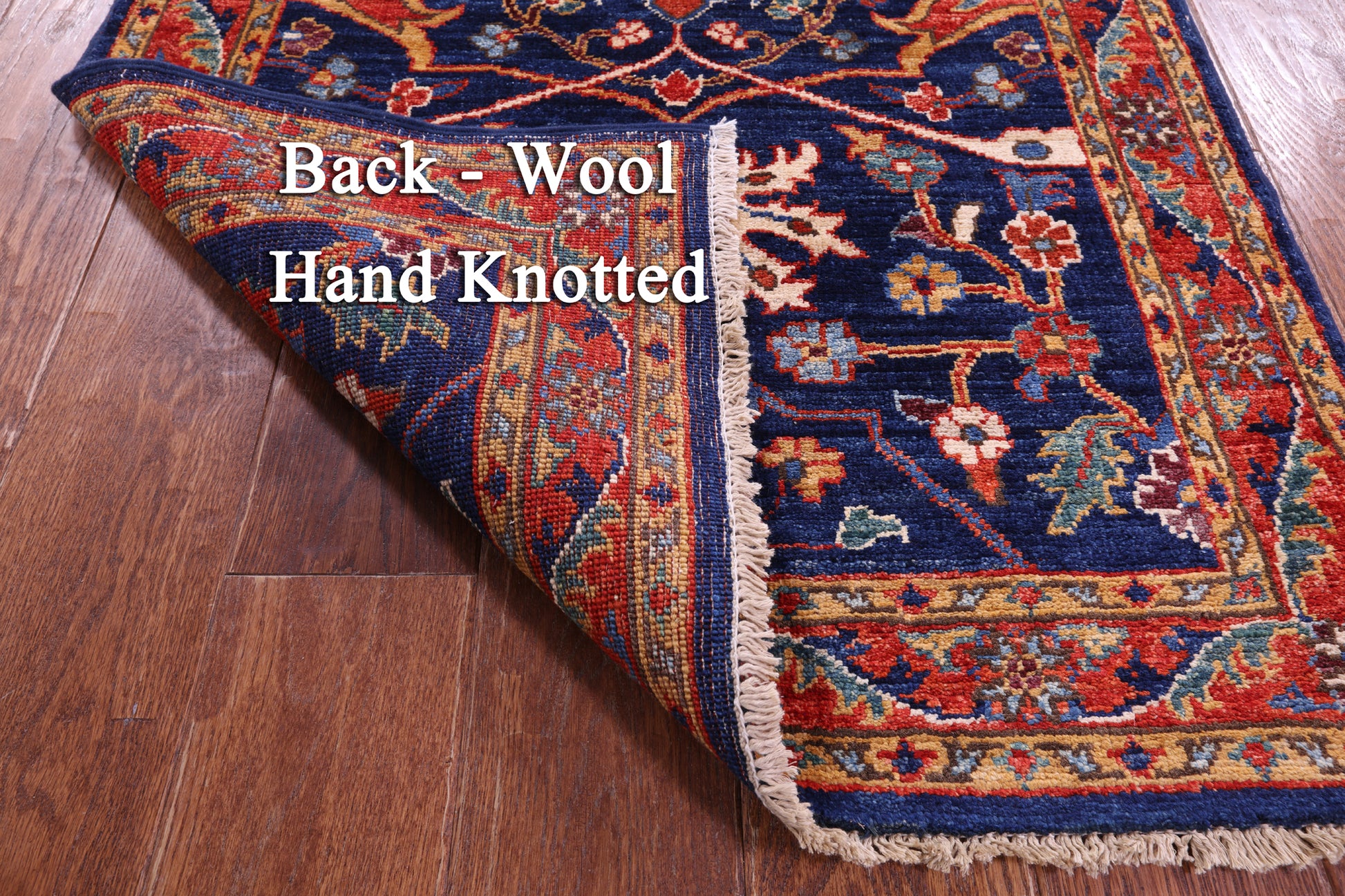 Blue Persian Fine Serapi Hand Knotted Wool Runner Rug - 2' 8" X 12' 10" - Golden Nile