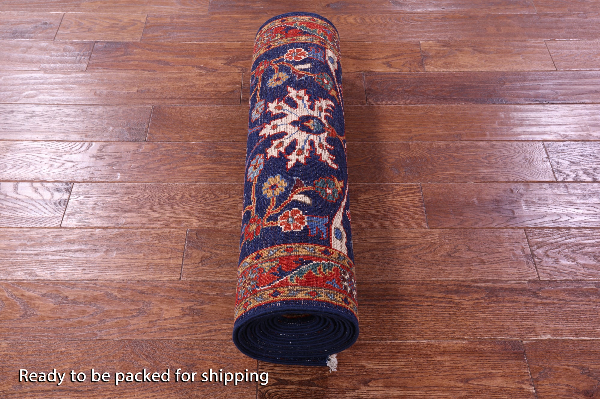 Blue Persian Fine Serapi Hand Knotted Wool Runner Rug - 2' 8" X 12' 10" - Golden Nile