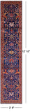 Blue Persian Fine Serapi Hand Knotted Wool Runner Rug - 2' 8" X 12' 10" - Golden Nile