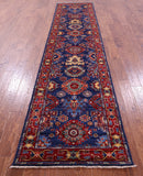 Blue Persian Fine Serapi Handmade Wool Runner Rug - 2' 11" X 13' 2" - Golden Nile