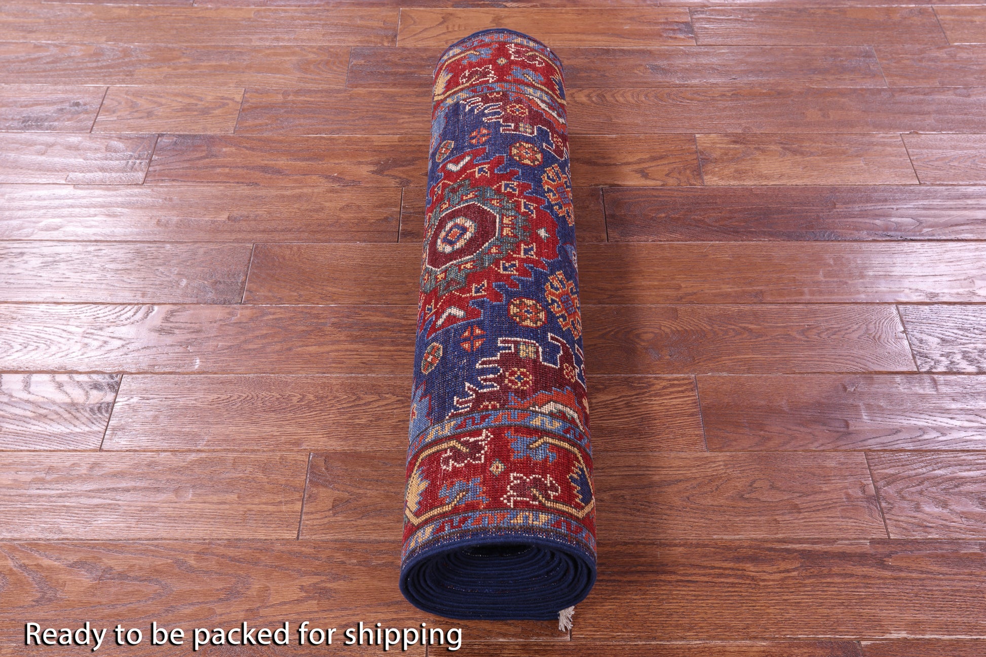 Blue Persian Fine Serapi Handmade Wool Runner Rug - 2' 11" X 13' 2" - Golden Nile
