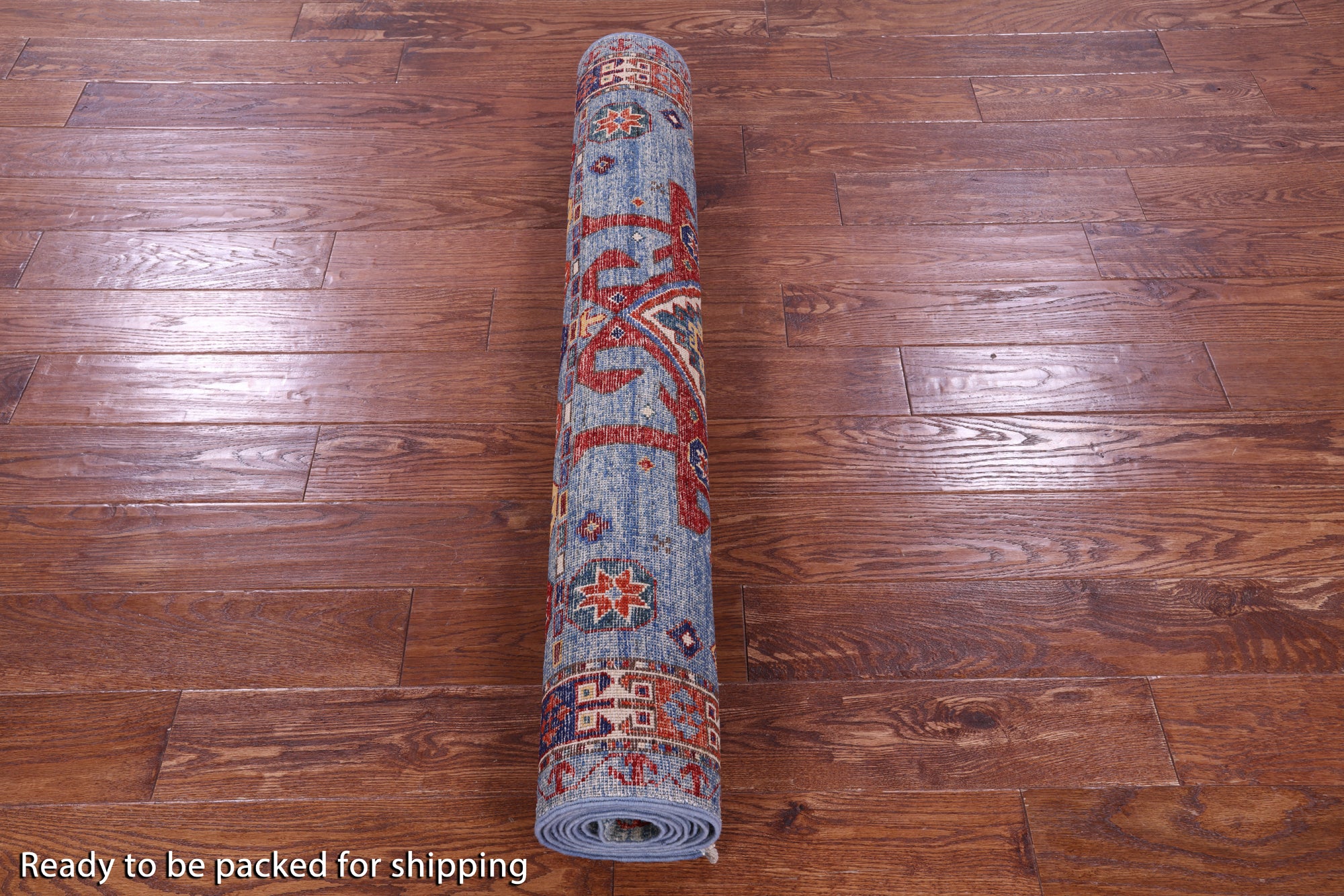 Blue Persian Fine Serapi Handmade Wool Runner Rug - 4' 0" X 9' 8" - Golden Nile