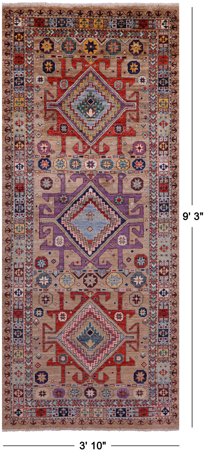Persian Fine Serapi Handmade Wool Runner Rug - 3' 10" X 9' 3" - Golden Nile