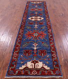 Blue Persian Fine Serapi Handmade Wool Runner Rug - 2' 10" X 11' 1" - Golden Nile