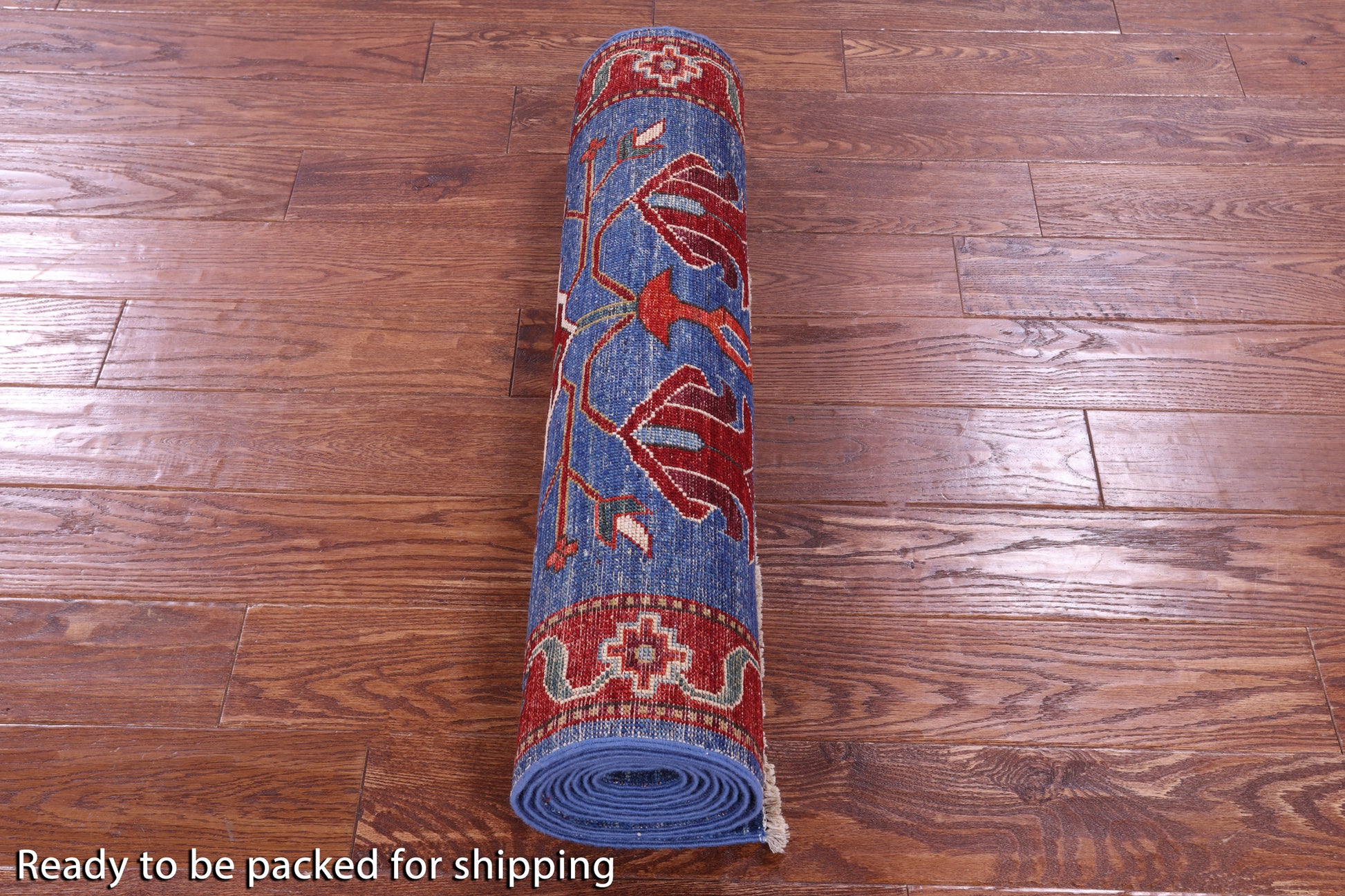 Blue Persian Fine Serapi Handmade Wool Runner Rug - 2' 10" X 11' 1" - Golden Nile