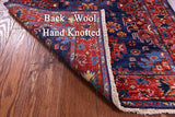 Blue Persian Fine Serapi Hand Knotted Wool Runner Rug - 2' 11" X 9' 7" - Golden Nile