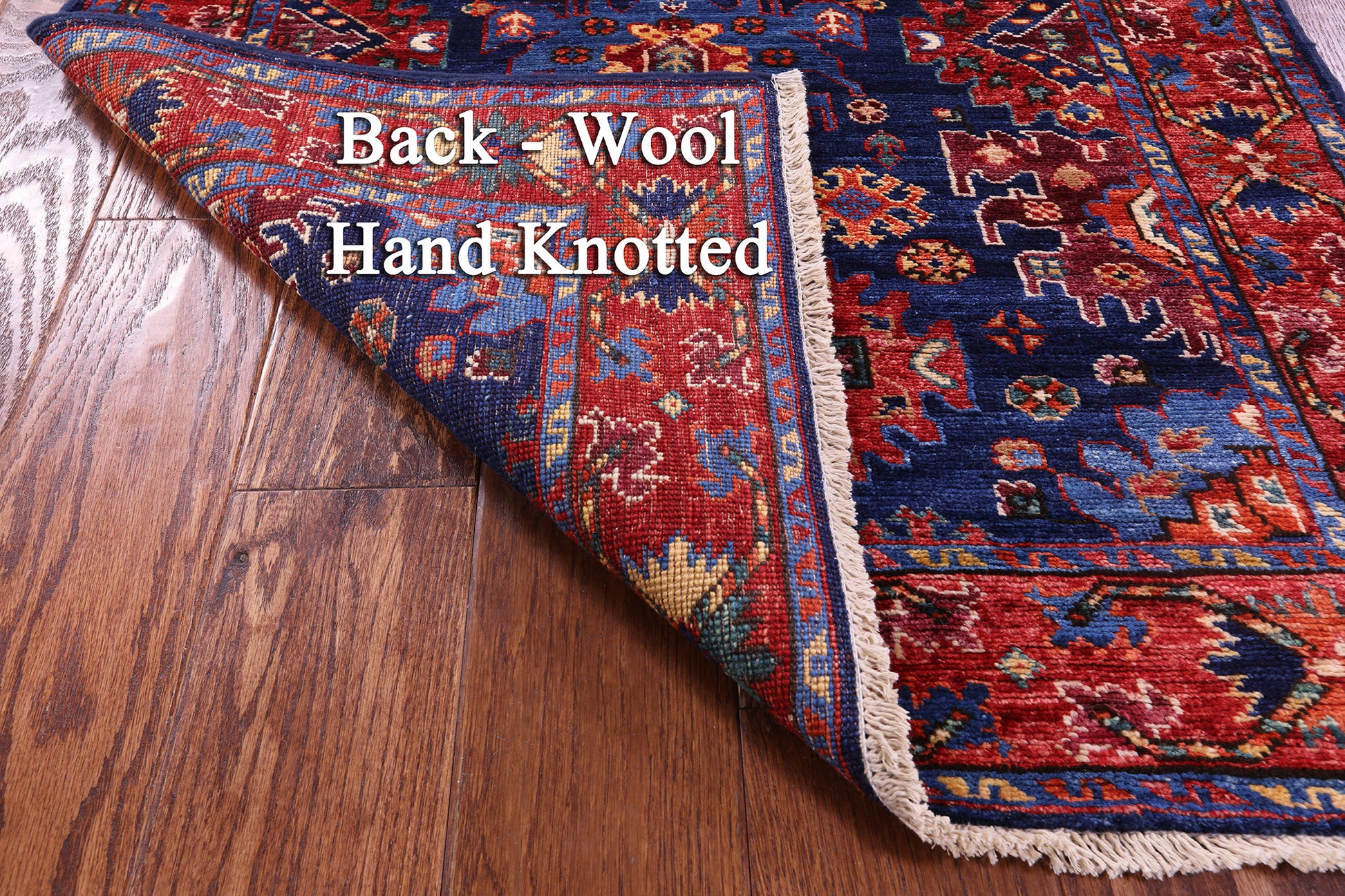 Blue Persian Fine Serapi Hand Knotted Wool Runner Rug - 2' 11" X 9' 7" - Golden Nile