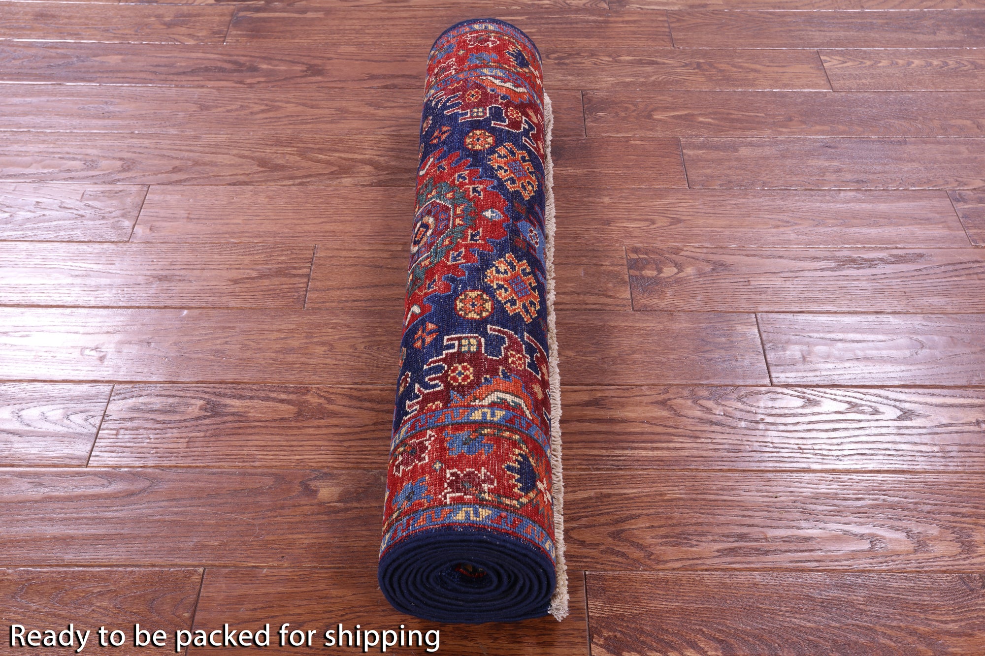 Blue Persian Fine Serapi Hand Knotted Wool Runner Rug - 2' 11" X 9' 7" - Golden Nile