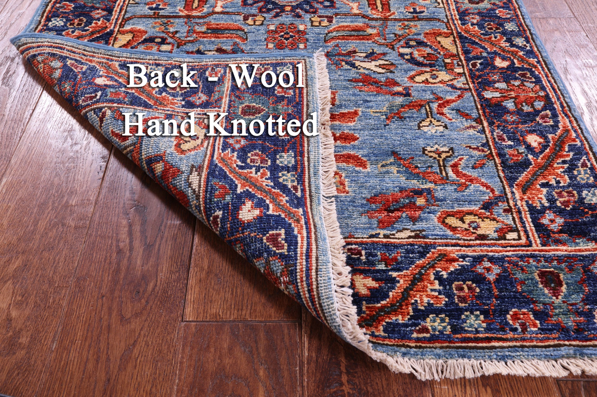 Blue Persian Fine Serapi Handmade Wool Runner Rug - 2' 10" X 9' 10" - Golden Nile
