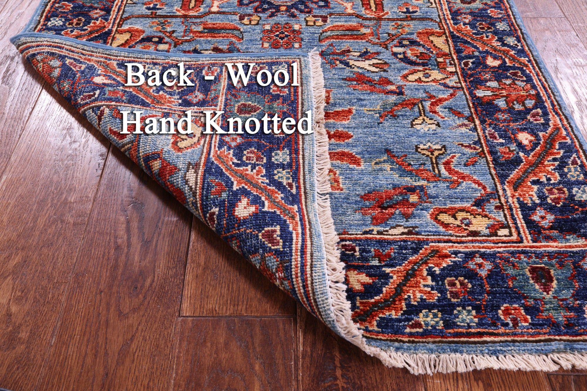 Blue Persian Fine Serapi Handmade Wool Runner Rug - 2' 10" X 9' 10" - Golden Nile