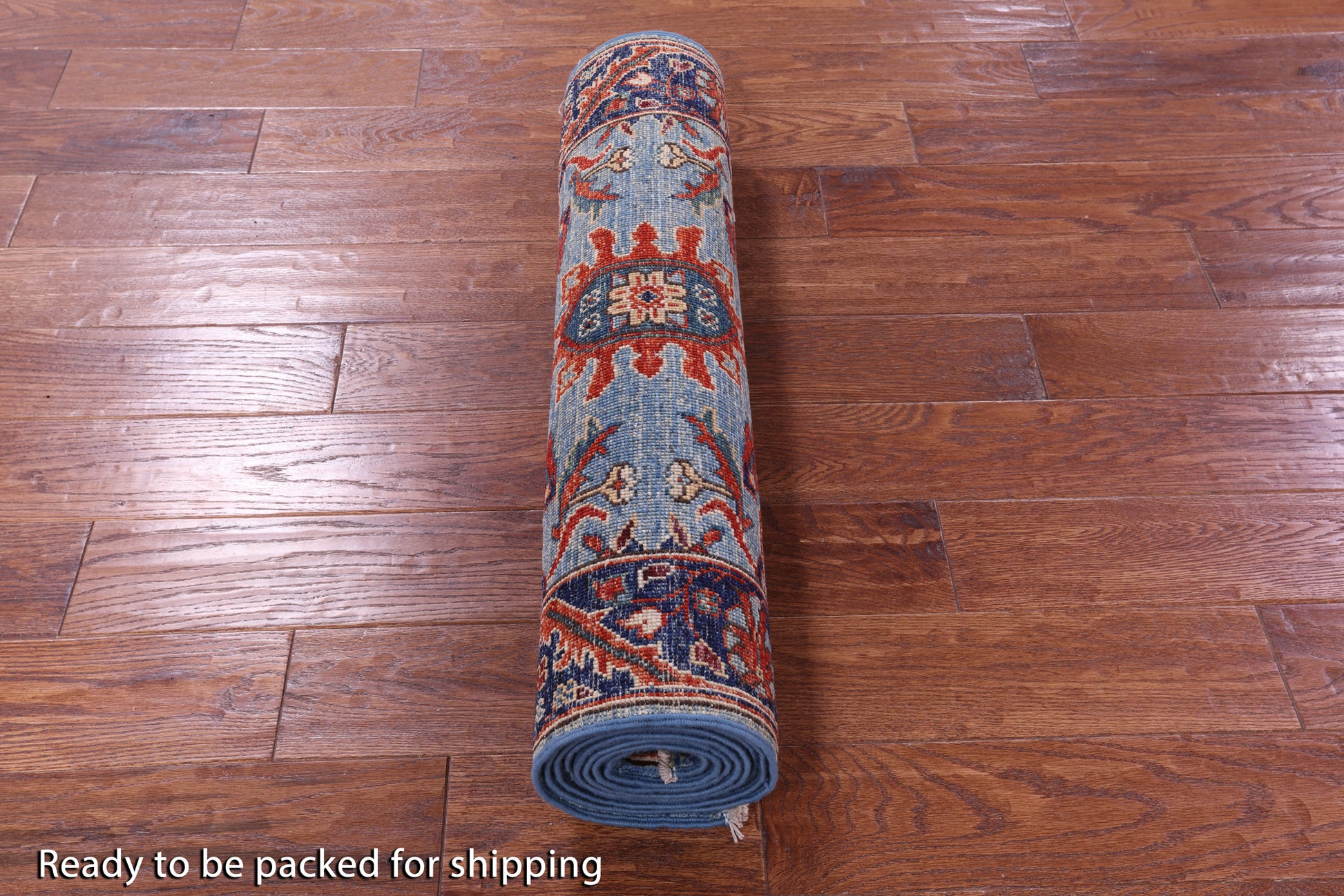 Blue Persian Fine Serapi Handmade Wool Runner Rug - 2' 10" X 9' 10" - Golden Nile